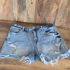 No Boundaries Blue Distressed Jean Shorts 15             F206